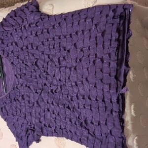 Vintage Notations Ruffled & Sequined Purple Top, XL